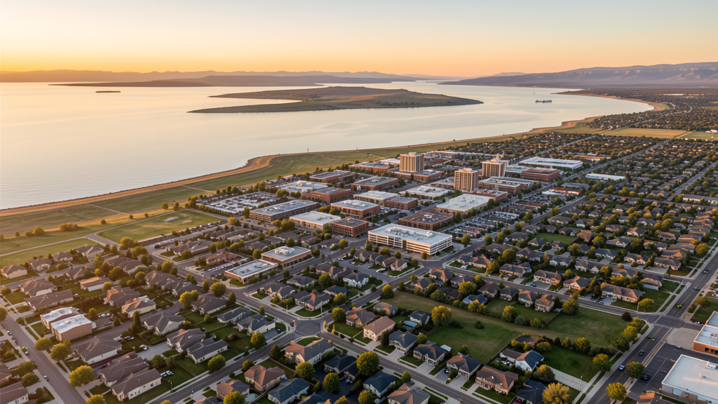 Aerial view of Syracuse, UT showing the local landscape and terrain relevant to drone survey operations