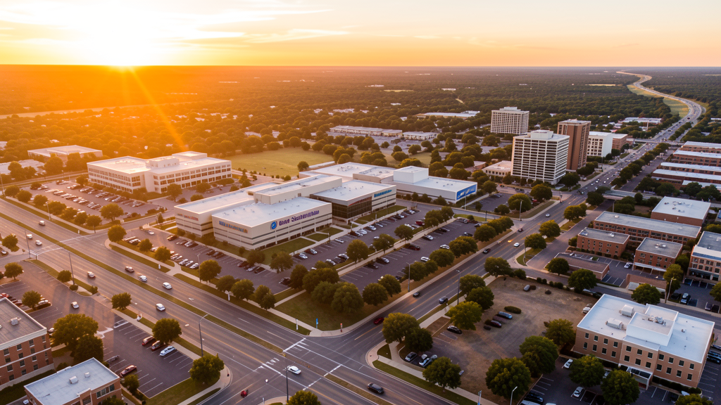 Aerial view of Temple, TX showing the local landscape and terrain relevant to drone survey operations