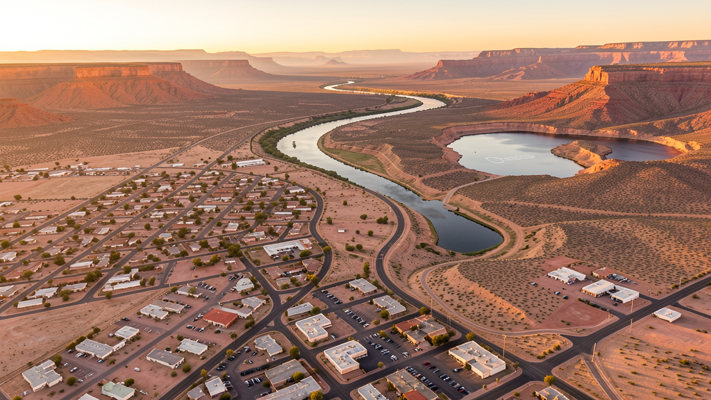 Aerial view of Truth or Consequences, NM showing the local landscape and terrain relevant to drone survey operations