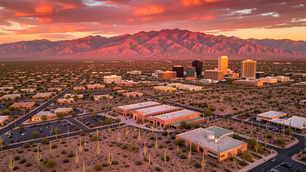 Aerial view of Tucson, AZ showing the local landscape and terrain relevant to drone survey operations