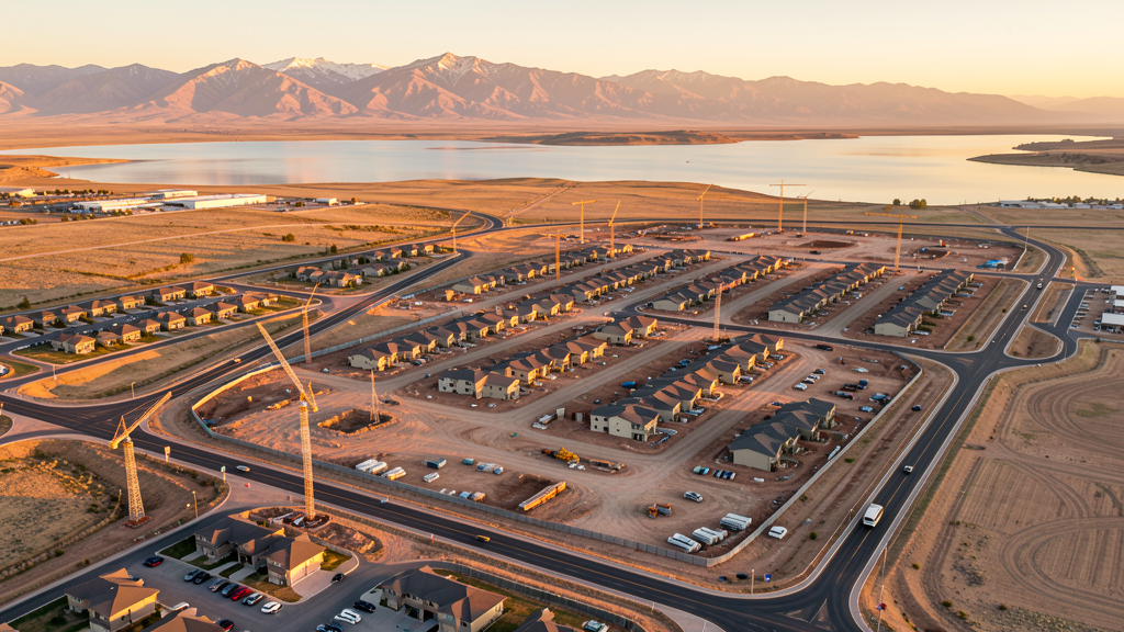 Aerial view of Vineyard, UT showing the local landscape and terrain relevant to drone survey operations