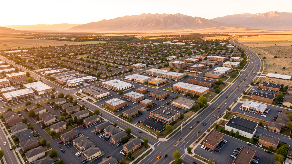Aerial view of Washington Terrace, UT showing the local landscape and terrain relevant to drone survey operations